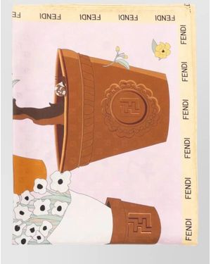 Fendi Silk Foulard Square Shape Floral Print - Brown