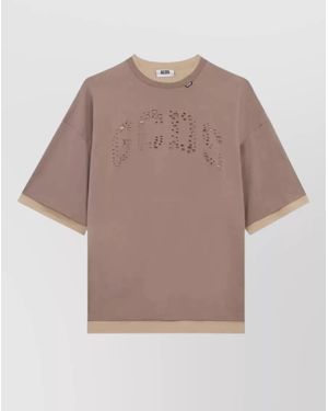 Gcds Layered Logo Short Sleeve Oversized T-Shirt - Natural