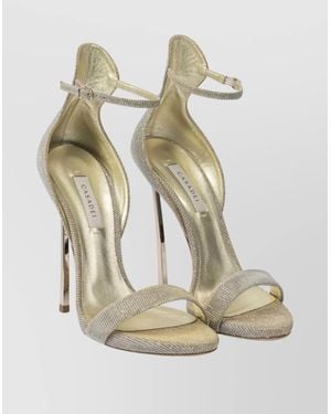 Casadei Metallic Open Toe Textured Sandals