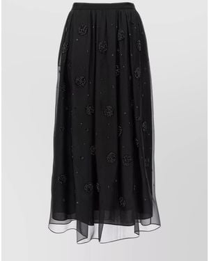 Max Mara Silk High-Rise Midi Skirt - Black