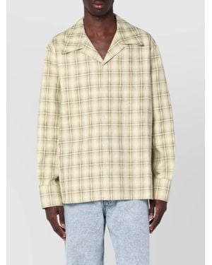 Séfr Check Pattern Cotton Linen Shirt - Natural