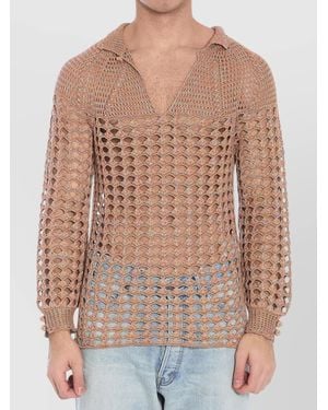 Valentino Garavani Perforated Knit Shirt - Brown