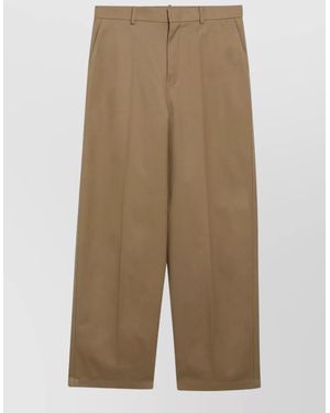 Balenciaga Tailored Trousers Front Pleats Back Pocket Beltloops - Natural