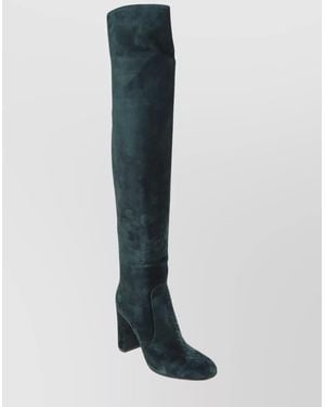 Gianvito Rossi Suede Block Heel Over-The-Knee Boots - Blue