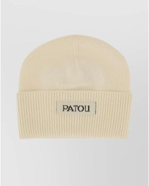 Patou Ribbed Wool Cashmere Beanie - Natural