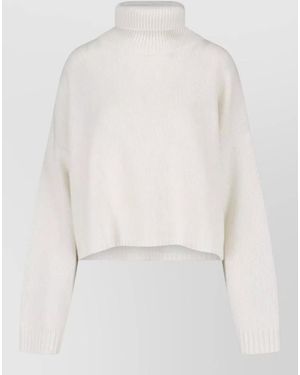 Lisa Yang High Neck Cropped Lightweight Long Sleeve Top - White