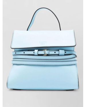 Moschino Tie Me Small Leather Top Handle Bag - Blue