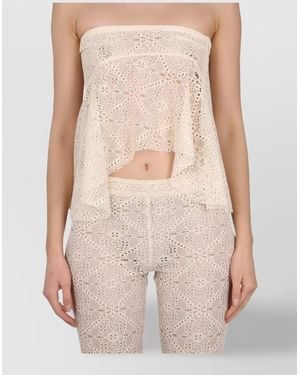 DSquared² Embroidered Lace Crop Top - Pink