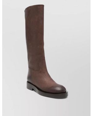Paris Texas Knee High Napa Leather Boots Block Heel - Brown