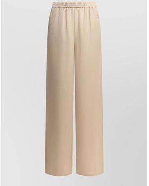 Max Mara Silk Lounge Pants Wide Leg Elastic Waistband - Natural