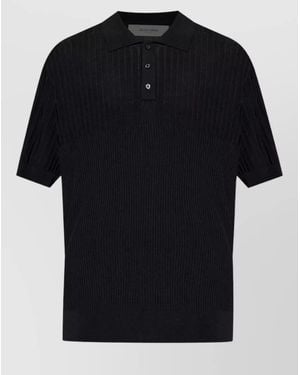 Golden Goose Ribbed Knit Polo Shirt - Black