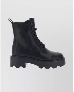Tory Burch Leather Lace-Up Ankle Boots - Blue