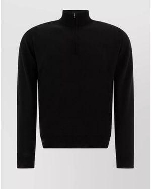 John Smedley Merino Wool Half-Zip Jumper - Black