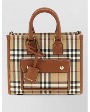 Burberry Freya Check Shoulder Bag Top Handles - Brown