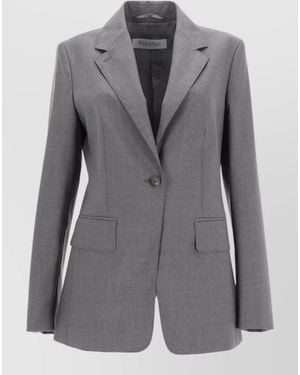 Max Mara Virgin Wool Single-Breasted Blazer - Gray