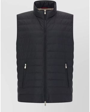 Brunello Cucinelli Horizontal Quilted Goose Down Technical Vest - Black