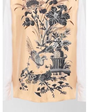 Etro Contrast Floral Panel Cotton Silk Shirt - Multicolor