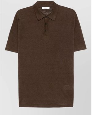 Roberto Collina Linen Polo Shirt Short Sleeve Style - Brown