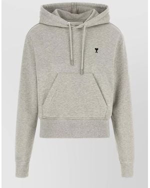 Ami Paris Cotton Ami De Cœur Hoodie - Gray