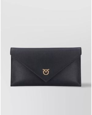 Pinko Love Bag Flat Mini Leather Clutch Bag - Blue