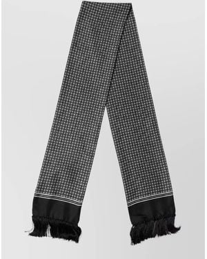 Dolce & Gabbana Silk Geometric Fringed Scarf - Grey