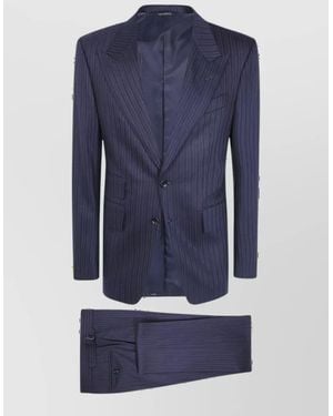 Tom Ford Wool Single Breasted Coat - Blue