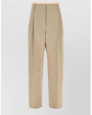 Magda Butrym Linen Blend High Waist Pleated Pants - Natural