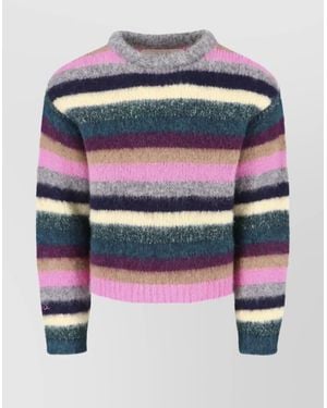 ERL Striped Long Sleeve Crew Neck Top - Blue