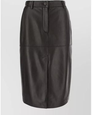 P.A.R.O.S.H. Lamb Leather Knee-Length Pencil Skirt - Black