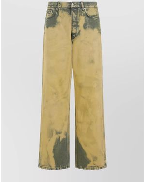 Dries Van Noten Printed Wide-Leg Trousers - Yellow