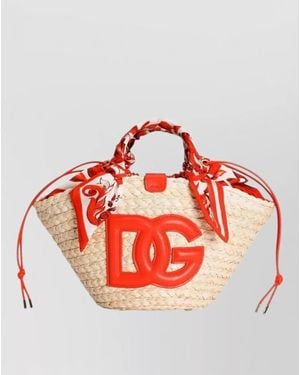 Dolce & Gabbana Kendra Raffia Beach Bag - Red