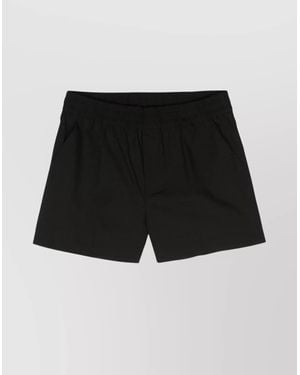 P.A.R.O.S.H. Cotton Poplin Thigh-Length Shorts - Black