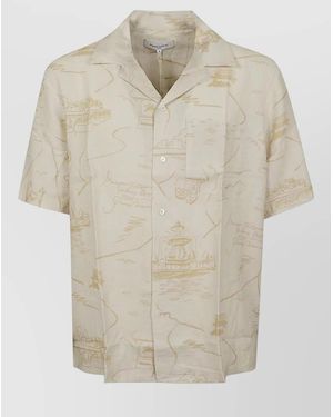 Maison Kitsuné Paris Map Resort Short Sleeve Shirt - Natural