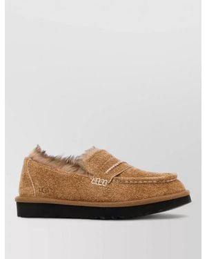UGG Ellis Suede Loafers Slip On Rubber Sole - Brown
