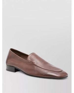 Dries Van Noten Loafers Square Toe Low Block Heel Leather - Brown