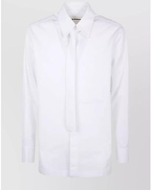 Jil Sander Tie Shirt With Button Cuffs And Pointed Collar - White