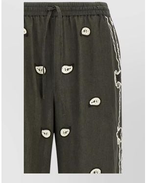 P.A.R.O.S.H. Beach26 Embroidered Wide Leg Trousers - Black