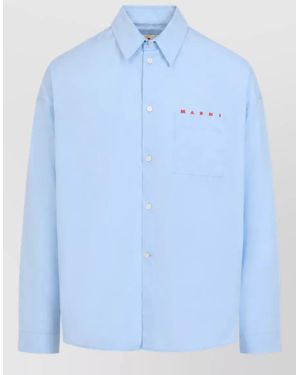 Marni Cotton Boxy-Fit Long-Sleeve Shirt - Blue