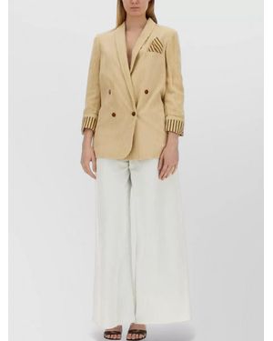 Alysi Oversize Double Breasted Jacket Notch Lapel - White