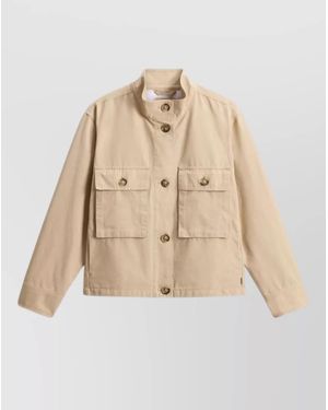 Woolrich Canvas Field Shirt Jacket Stand Collar - Natural