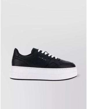 Hogan Leather Panelled Logo-Print Flatform Trainers - Grey