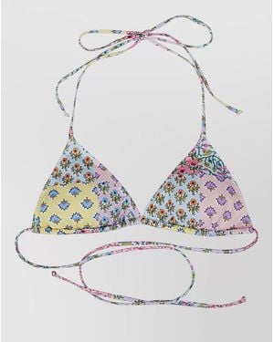 MC2 Saint Barth Triangle Bikini Top Floral Print Graphic - Gray