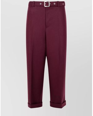 Jil Sander Tailored Wool Pants Buckle Detail - Purple