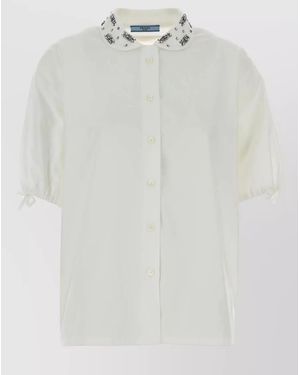 Prada Poplin Shirt Short Sleeves Relaxed Fit Collar - White