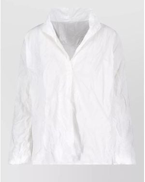 Daniela Gregis Long Sleeve Collared Casual Crinkled Shirt - White