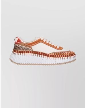 Chloé Animal Print Low Top Sneakers With Texture - Pink