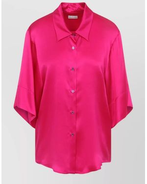 Dries Van Noten Clea Shirt Collared Neck Satin Finish - Pink