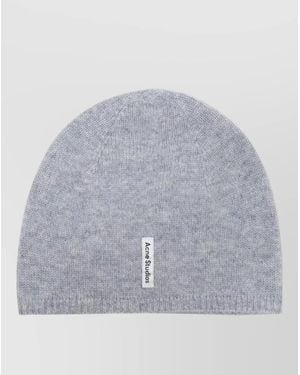 Acne Studios Cashmere Fitted Beanie Ribbed Hem - Gray