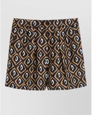 Max Mara Mxmquinoa Shorts High Waist Geometric Pleats - Black