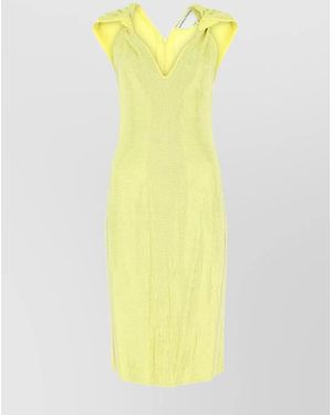 Bottega Veneta Embellished V-Neck Midi Dress - Yellow